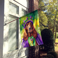 Irish Setter King of Mardi Gras House Flag