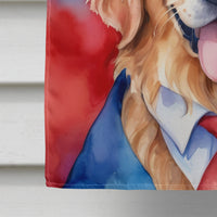 Golden Retriever Patriotic American House Flag