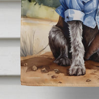 German Wirehaired Pointer Cowboy Welcome House Flag