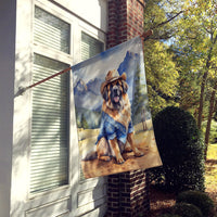 Leonberger Cowboy Welcome House Flag