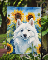 American Eskimo in Sunflowers Garden Flag
