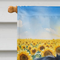 Border Collie in Sunflowers House Flag