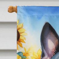 Boston Terrier in Sunflowers House Flag