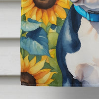 Boston Terrier in Sunflowers House Flag