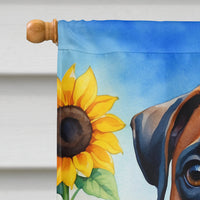 Boxer in Sunflowers House Flag