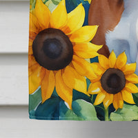 Boxer in Sunflowers House Flag