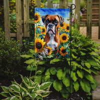 Boxer in Sunflowers Garden Flag