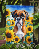 Boxer in Sunflowers Garden Flag