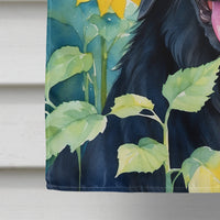 Flat-Coated Retriever in Sunflowers House Flag