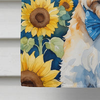 Fox Terrier in Sunflowers House Flag