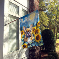 French Bulldog in Sunflowers House Flag