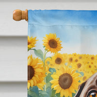German Shorthaired Pointer in Sunflowers House Flag