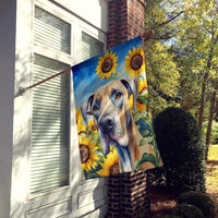 Great Dane in Sunflowers House Flag