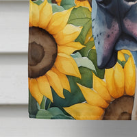 Great Dane in Sunflowers House Flag