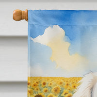 Great Pyrenees in Sunflowers House Flag