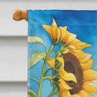 Greyhound in Sunflowers House Flag