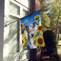Greyhound in Sunflowers House Flag