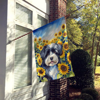 Havanese in Sunflowers House Flag