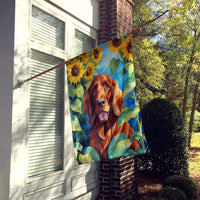 Irish Setter in Sunflowers House Flag
