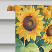 Irish Setter in Sunflowers House Flag