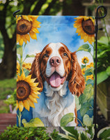 Welsh Springer Spaniel in Sunflowers Garden Flag