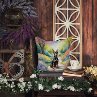 Doberman Pinscher Spring Path Throw Pillow