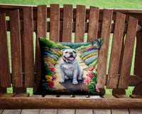 English Bulldog Spring Path Throw Pillow