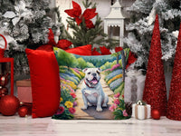 English Bulldog Spring Path Throw Pillow
