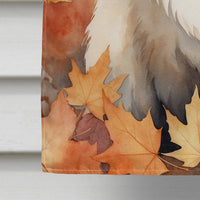 Himalayan Cat in Fall Leaves House Flag