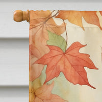 Japanese Bobtail Cat in Fall Leaves House Flag
