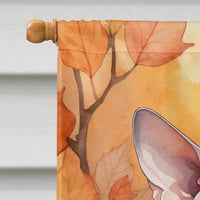 Minskin Cat in Fall Leaves House Flag
