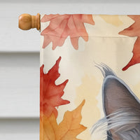Nebelung Cat in Fall Leaves House Flag