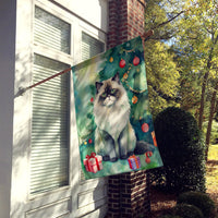 Himalayan Cat By the Christmas Tree House Flag