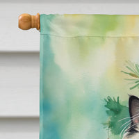 Himalayan Cat By the Christmas Tree House Flag