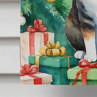 Manx Cat By the Christmas Tree House Flag