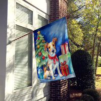Fox Terrier Christmas Reindeer House Flag