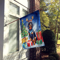 Gordon Setter Christmas Reindeer House Flag