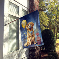 Golden Retriever Happy Birthday House Flag