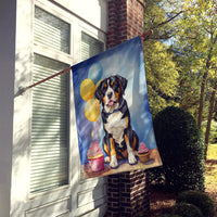 Greater Swiss Mountain Dog Happy Birthday House Flag