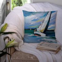 Two and a Sailboat Canvas Fabric Decorative Pillow JMK1232PW1414