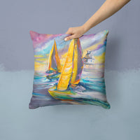 Middle Bay Lighthouse Sailboats Canvas Fabric Decorative Pillow JMK1234PW1414