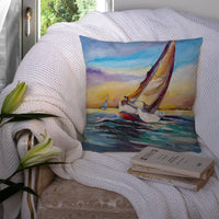 Horn Island Boat Race Sailboats Canvas Fabric Decorative Pillow JMK1237PW1414