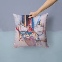 Dry Dock Sailboats Canvas Fabric Decorative Pillow JMK1240PW1414