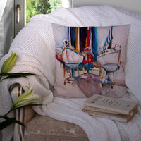 Dry Dock Sailboats Canvas Fabric Decorative Pillow JMK1240PW1414