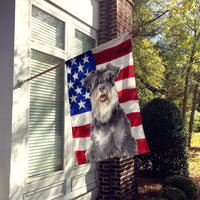USA American Flag with Schnauzer Flag Canvas House Size KJ1157CHF