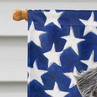 USA American Flag with Schnauzer Flag Canvas House Size KJ1157CHF
