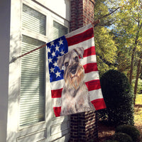 USA American Flag with Schnauzer Flag Canvas House Size KJ1158CHF