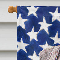 USA American Flag with Schnauzer Flag Canvas House Size KJ1158CHF