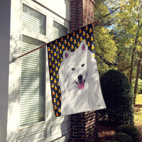 American Eskimo Candy Corn Halloween Portrait Flag Canvas House Size