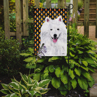 American Eskimo Candy Corn Halloween Portrait Flag Garden Size